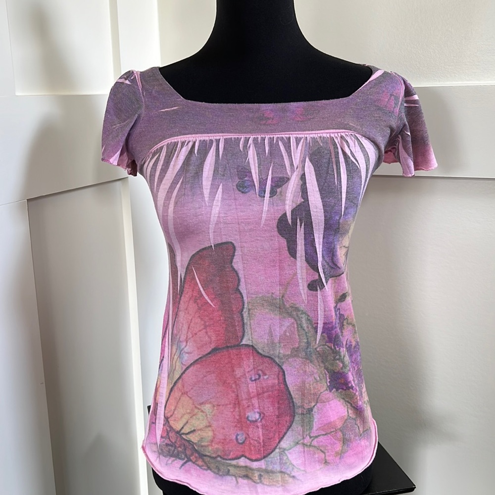 Girls butterfly cap sleeve shirt